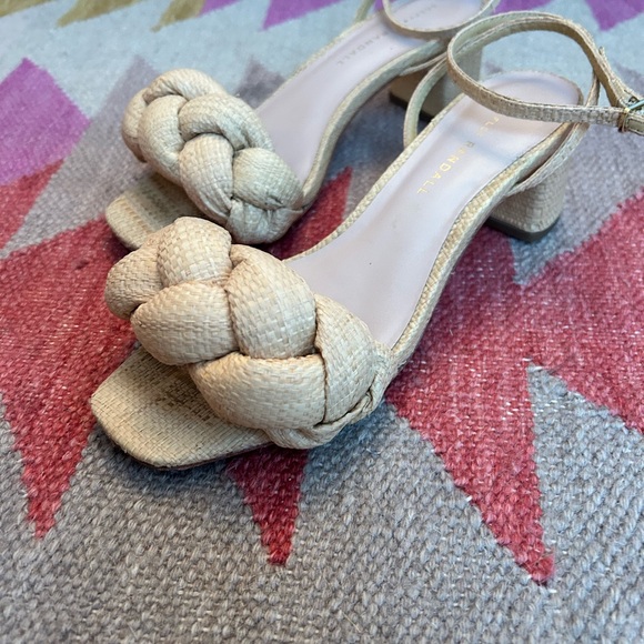 Loeffler Randall Braided Block Heel Sandals - Cream